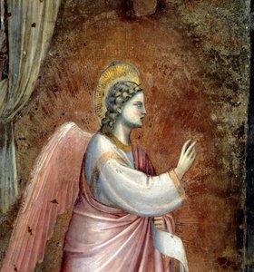 De Annunciatie, detail van de Aartsengel Gabriël, uit de lunet boven het altaar, c.1305 (detail)